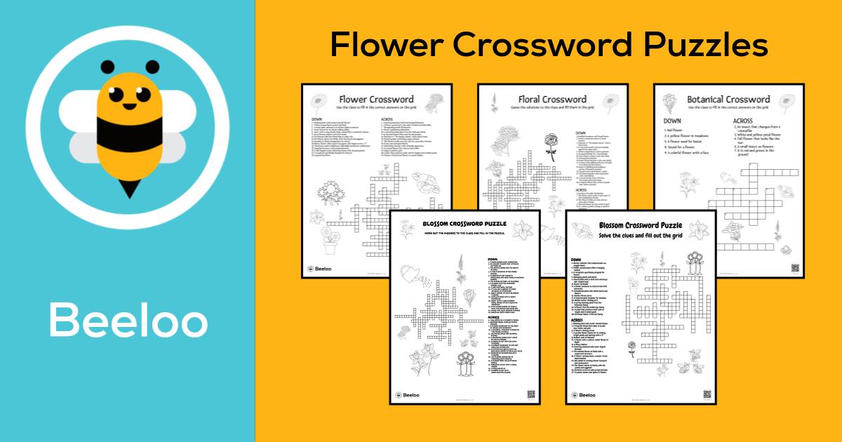 Flower Themed Crossword Puzzles Beeloo Printable Crafts And