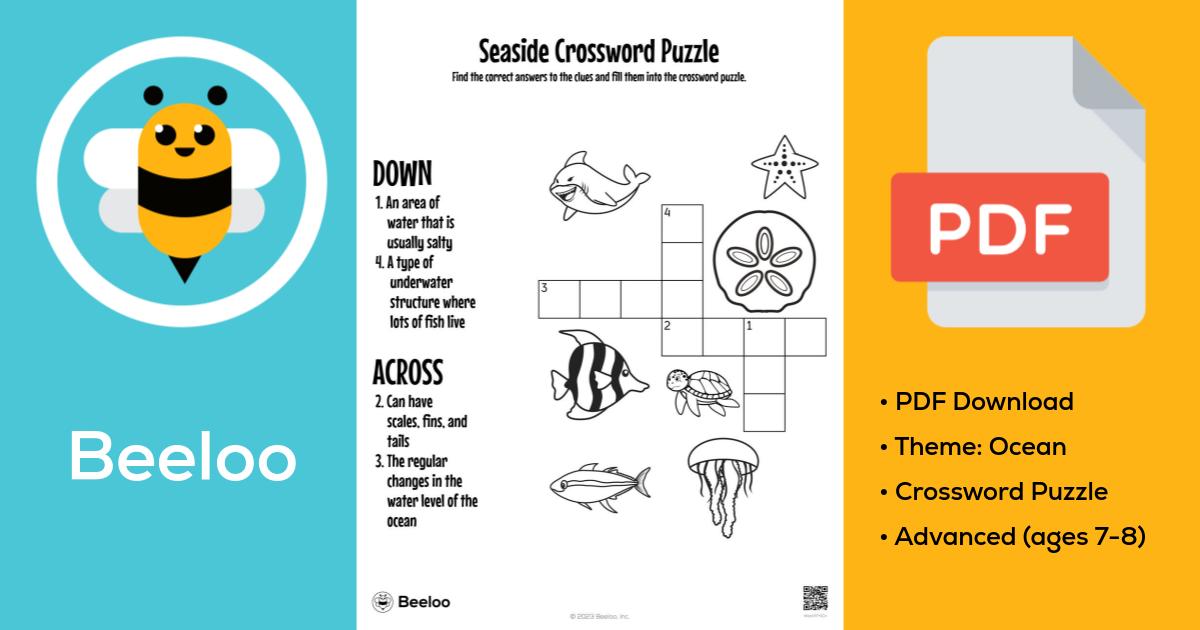 Seaside Crossword Puzzle • Beeloo Printable Crafts and Activities for Kids