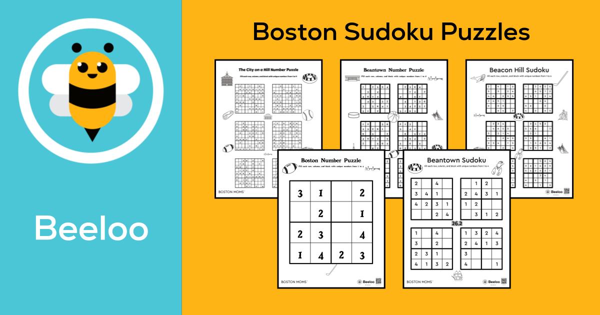Boston themed Sudoku Puzzles Beeloo Printables