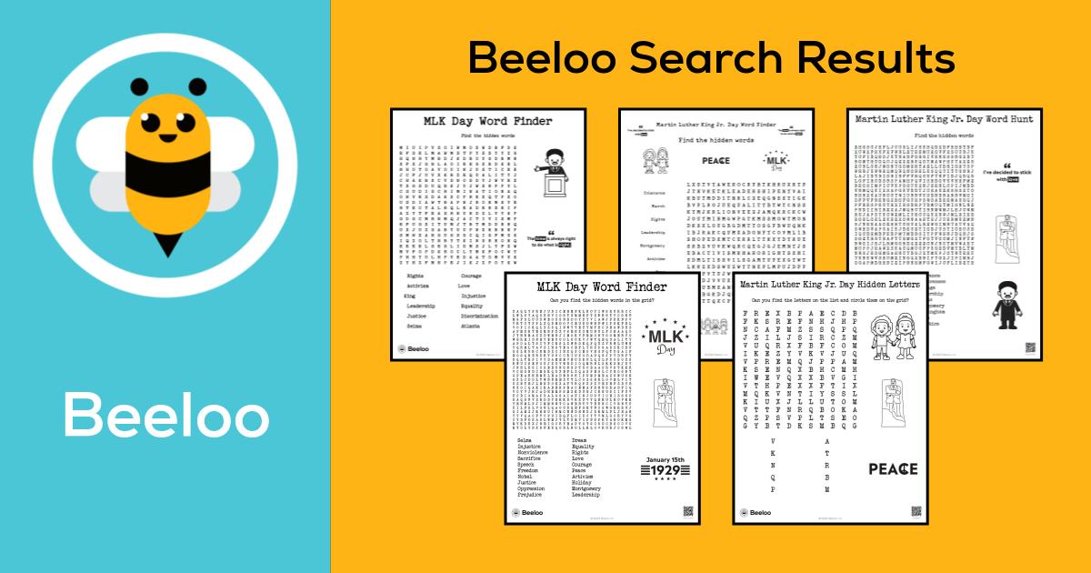 Martin Luther King Jr Day themed Word Searches • Beeloo Printable