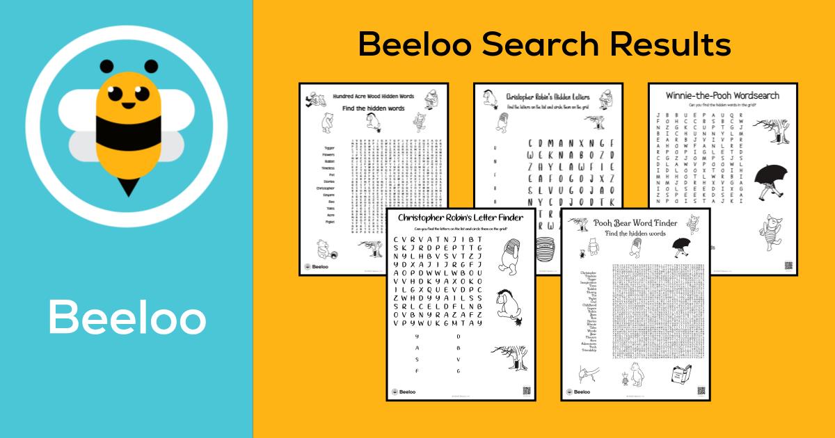 WinniethePoohthemed Word Searches • Beeloo Printable Crafts and