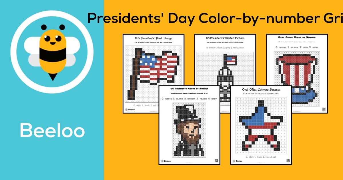 Presidents' Daythemed Colorbynumber Grids • Beeloo Printable Crafts