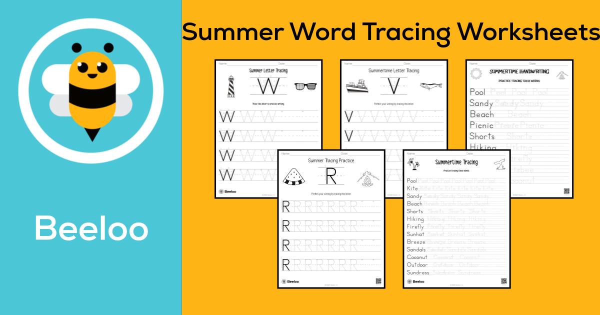 Summer-themed Word Tracing Worksheets • Beeloo Printable Crafts and ...