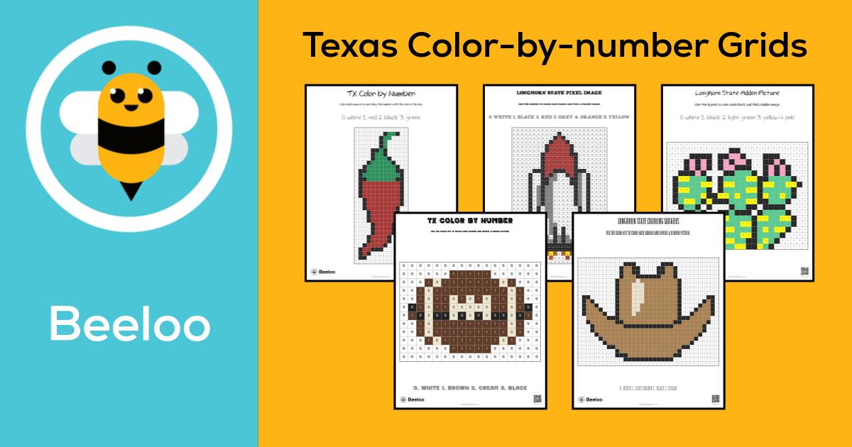 Texas-themed Color-by-number Grids • Beeloo Printable Crafts and ...