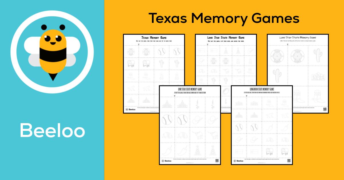 Texas-themed Memory Games • Beeloo Printable Crafts and Activities for Kids