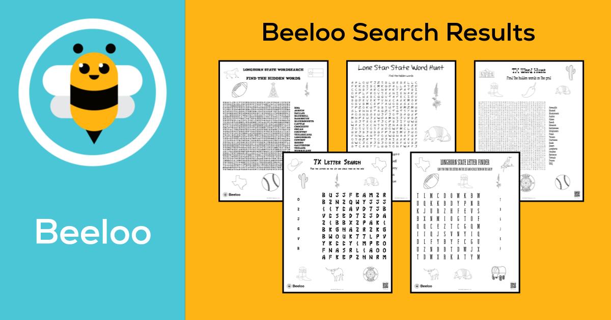 Texas-themed Word Searches • Beeloo Printable Crafts and Activities for ...
