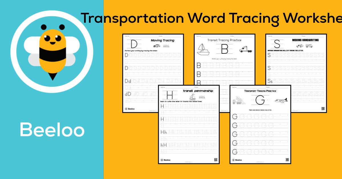 Transportation Themed Word Tracing Worksheets • Beeloo Printable Crafts