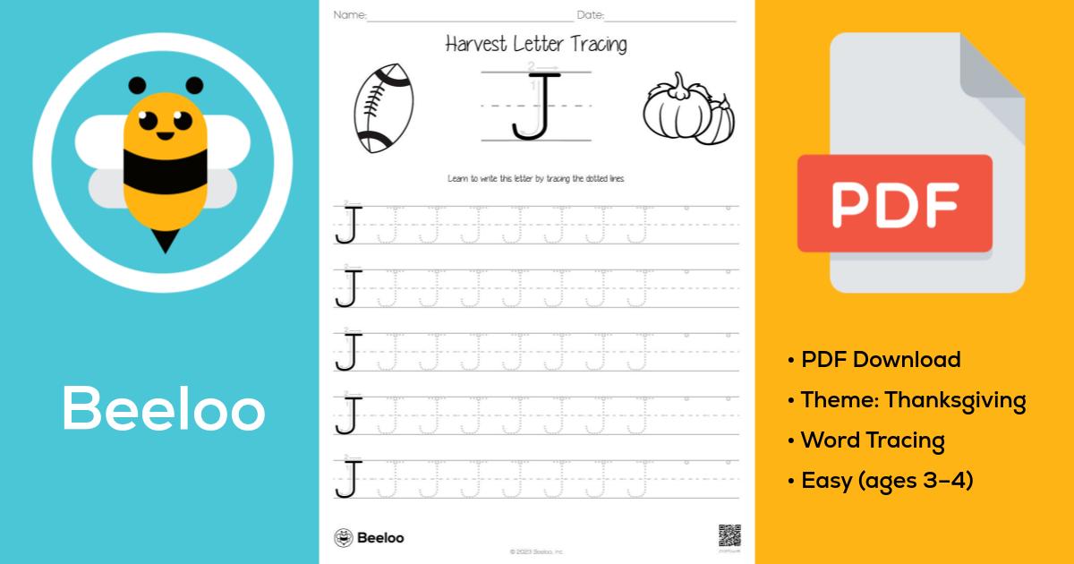 Harvest Letter Tracing • Beeloo Printable Crafts and Activities for Kids