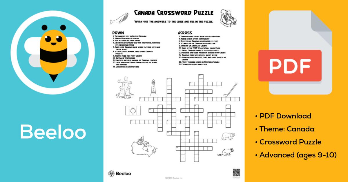 Canada Crossword Puzzle Beeloo Printable Crafts and Activities