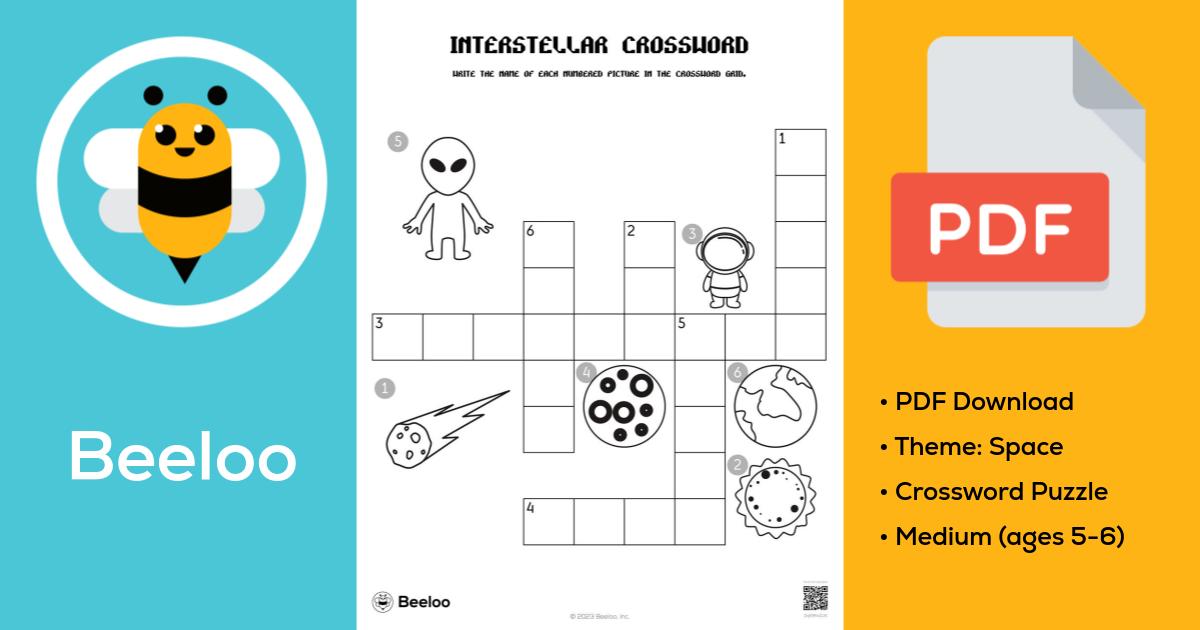 Interstellar Crossword • Beeloo Printable Crafts and Activities for Kids