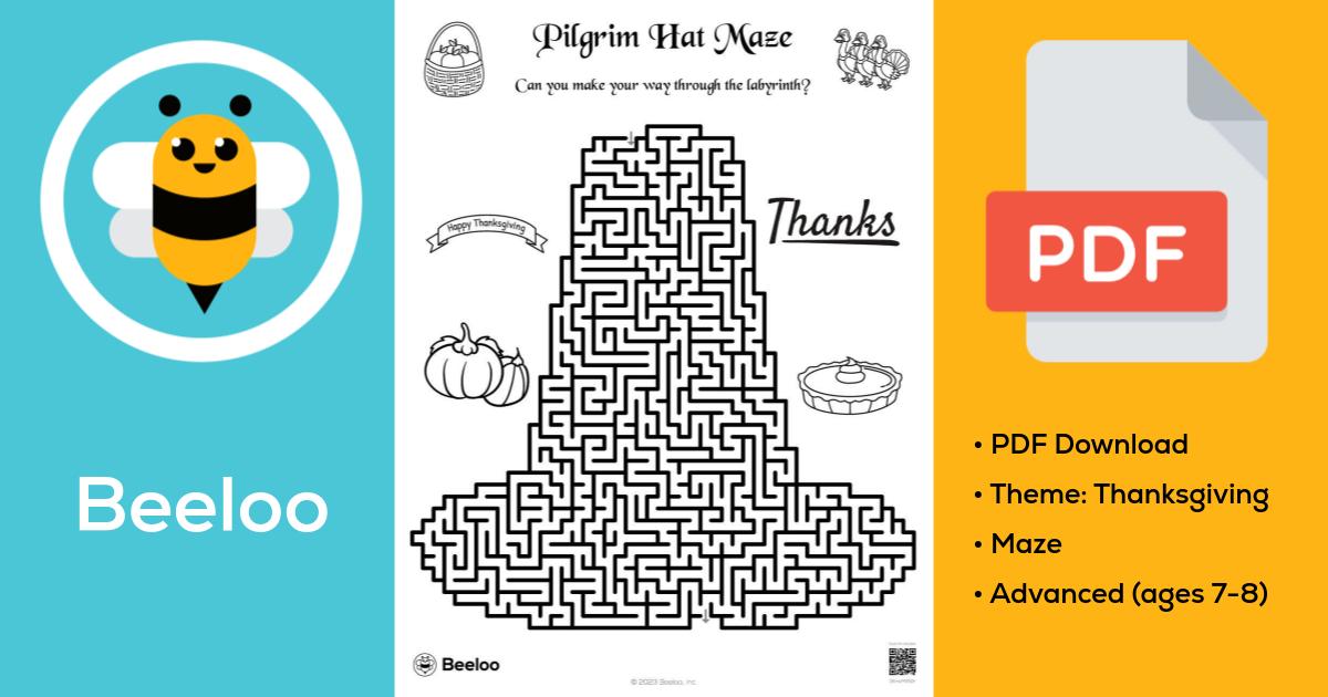Pilgrim Hat Maze • Beeloo Printable Crafts and Activities for Kids