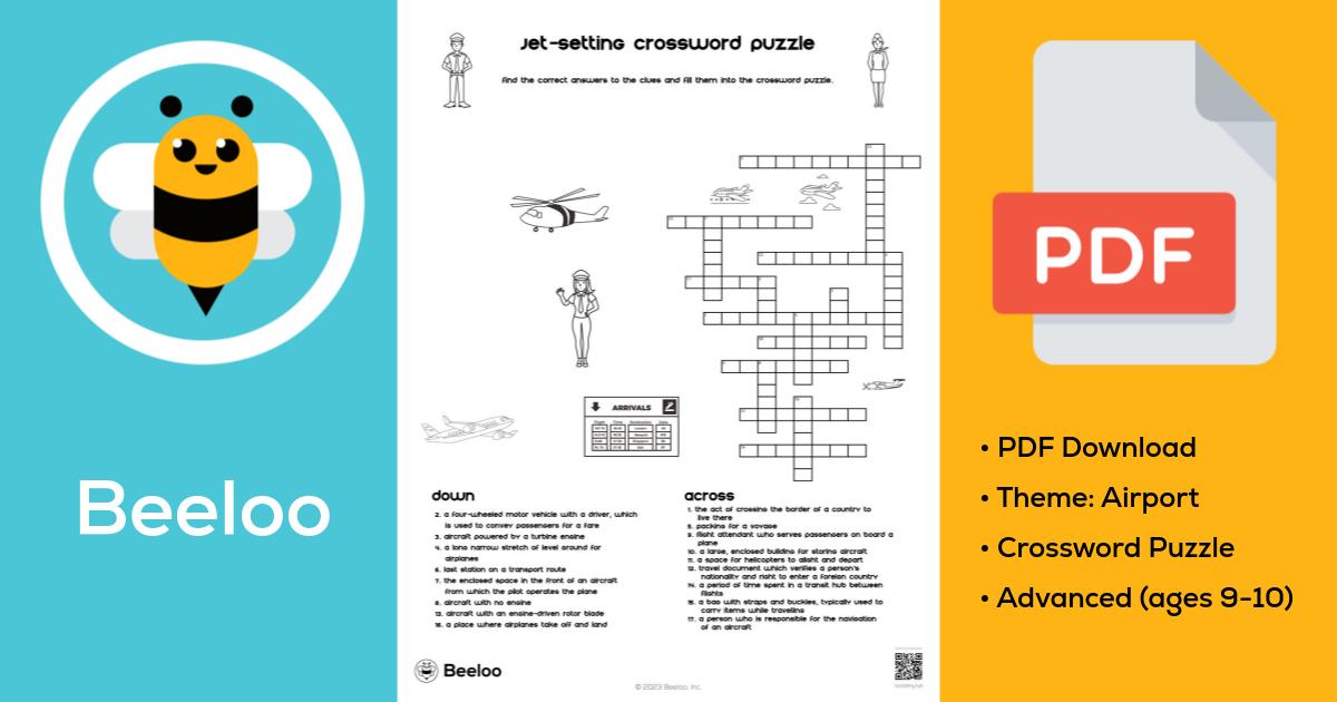 JetSetting Crossword Puzzle • Beeloo Printable Crafts and Activities