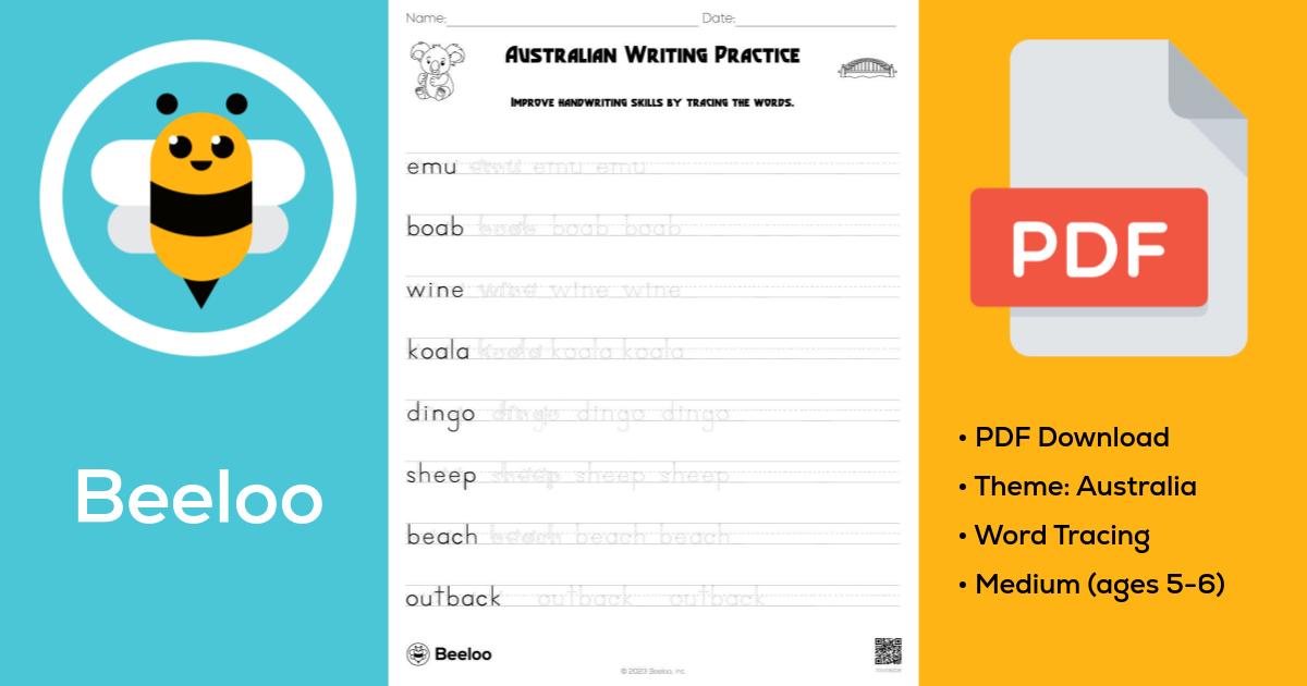 Australian Writing Practice • Beeloo Printable Crafts and Activities ...