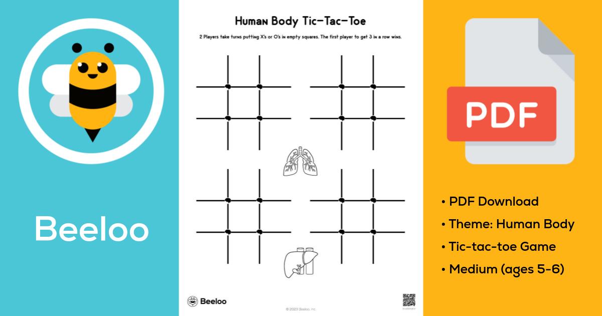 Human Body Tic-Tac-Toe • Beeloo Printable Crafts and Activities for Kids
