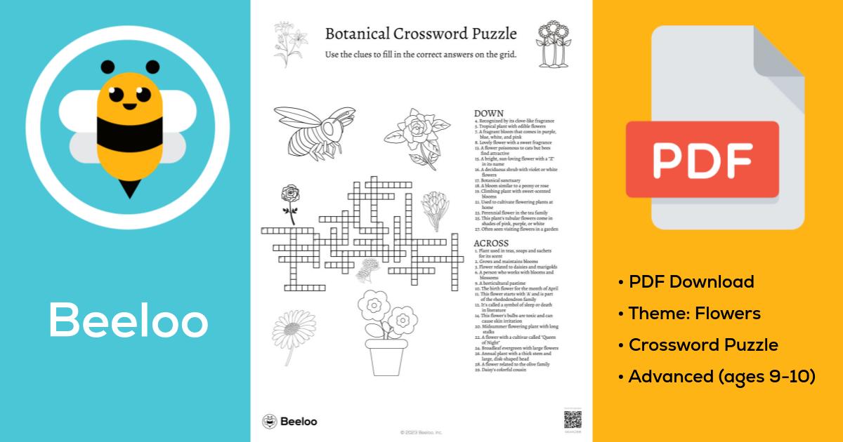 Botanical Crossword Puzzle Beeloo