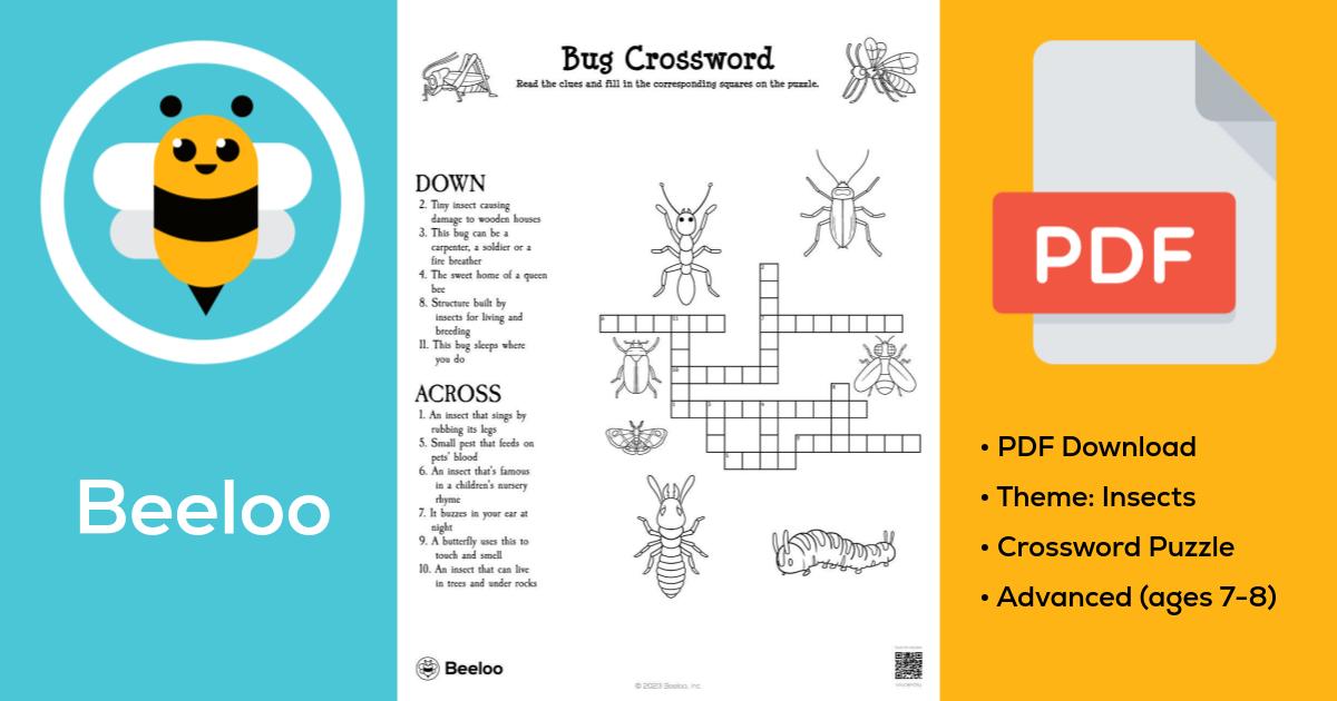 Bug Crossword • Beeloo Printable Crafts and Activities for Kids