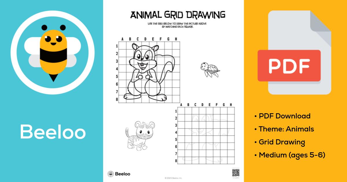 Animal Grid Drawing • Beeloo Printable Crafts and Activities for Kids