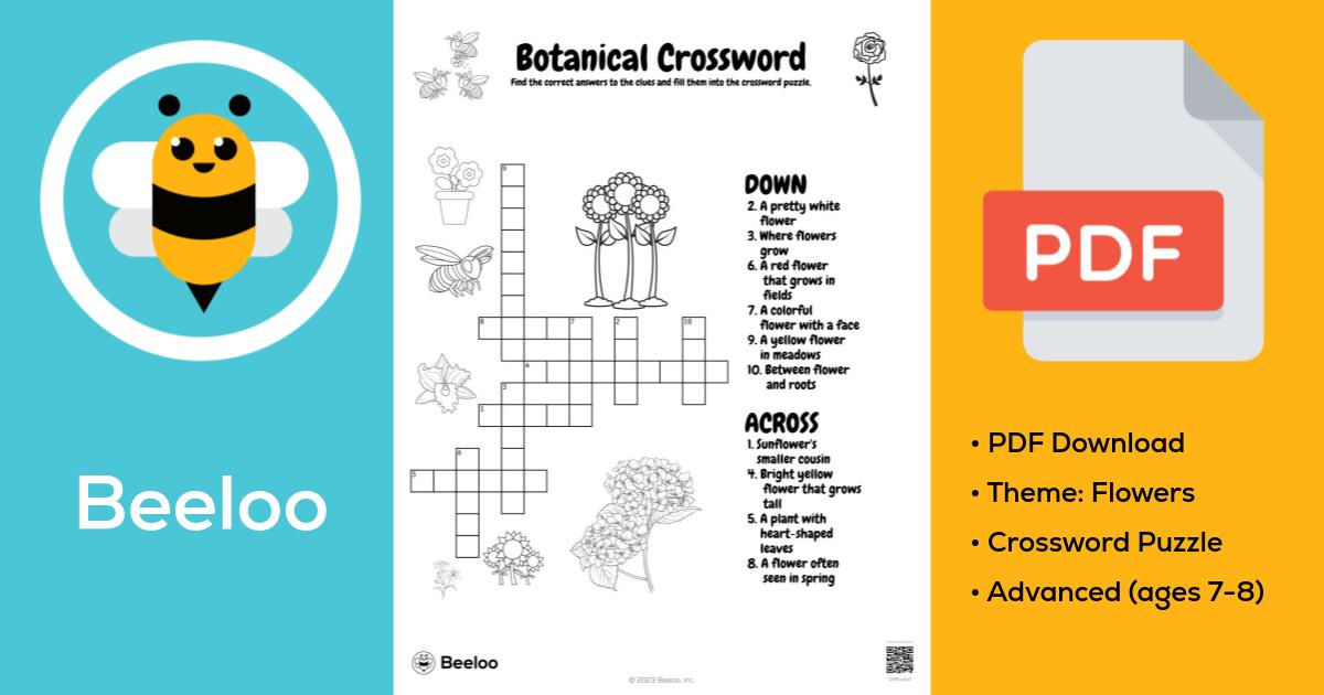 Botanical Crossword Beeloo Printable
