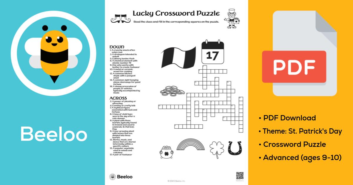 Lucky Crossword Puzzle • Beeloo Printable Crafts and Activities for Kids