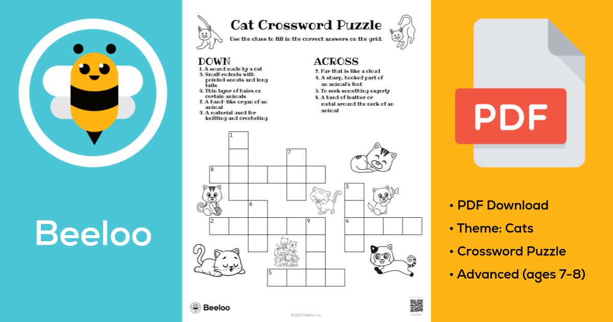Cat Crossword Puzzle • Beeloo Printable Crafts for Kids (o1ppk2Q2L)