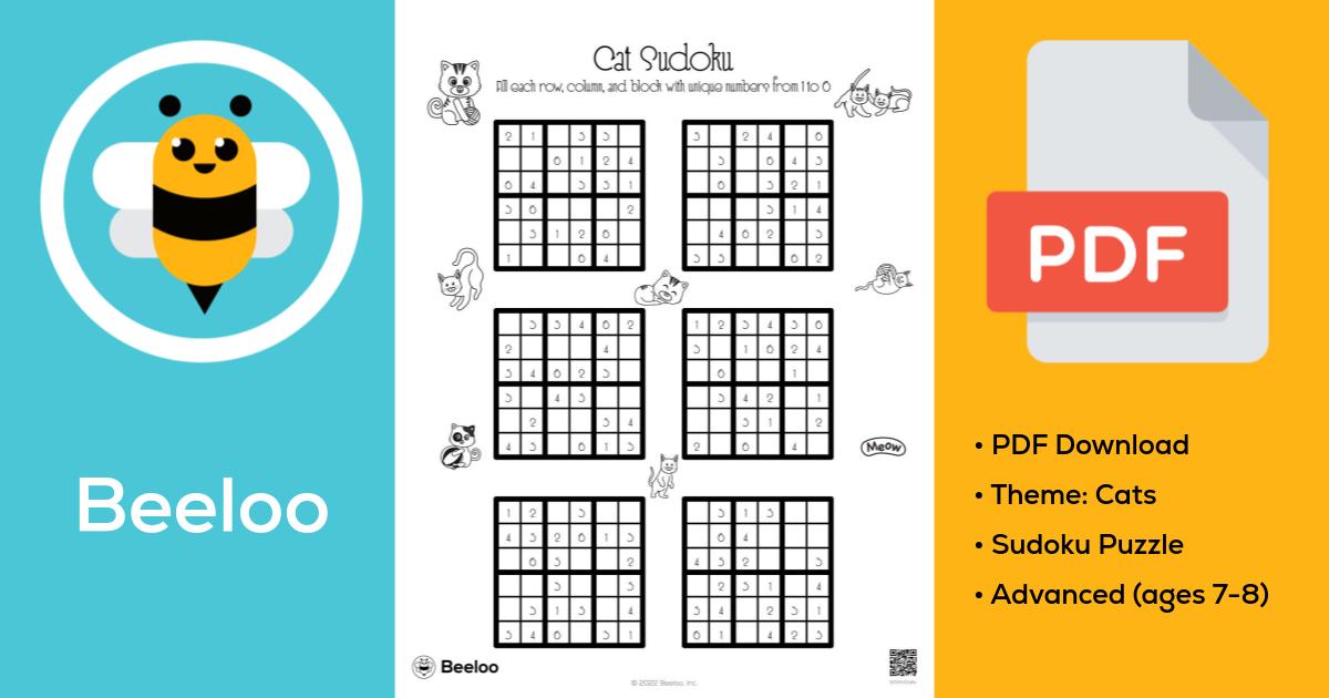 Cat Sudoku Beeloo Printable Crafts For Kids BG9AX0q8o 
