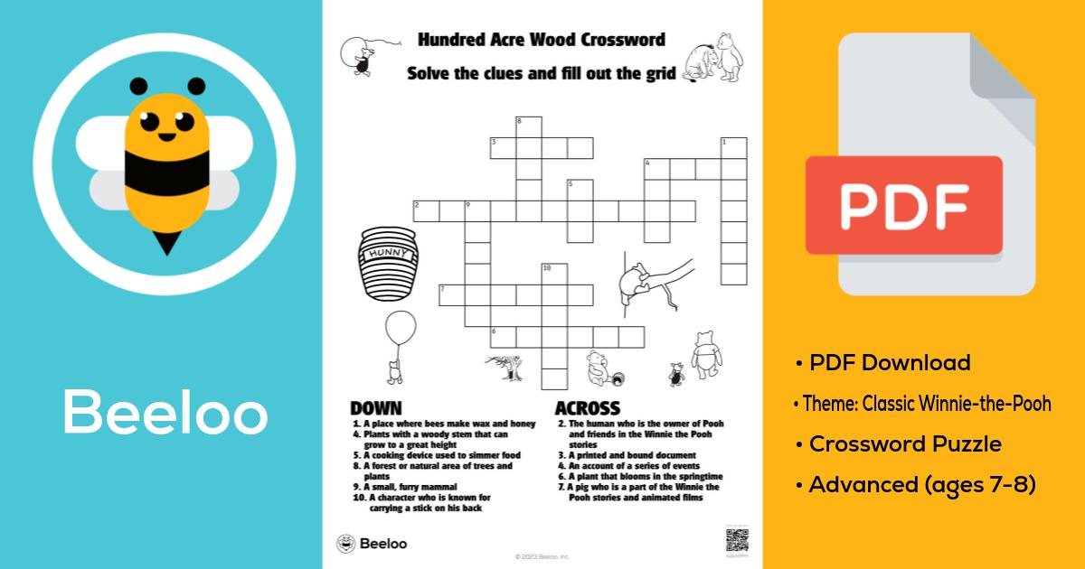 Hundred Acre Wood Crossword • Beeloo Printable Crafts for Kids (6q2pN3PMV)