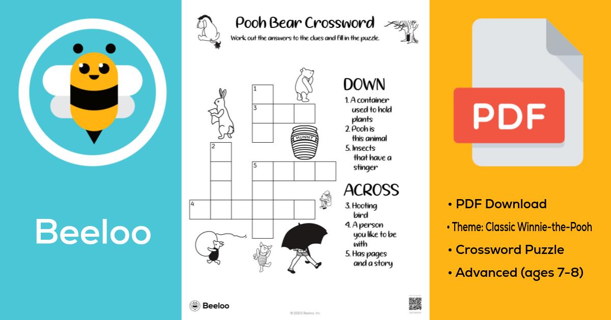 Pooh Bear Crossword • Beeloo Printable Crafts for Kids (OEVQk5AYE)