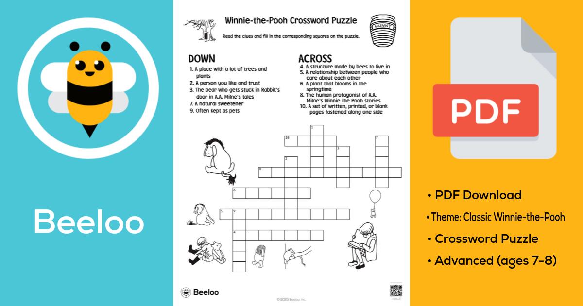 WinniethePooh Crossword Puzzle • Beeloo Printable Crafts for Kids (mYj17yLoE)