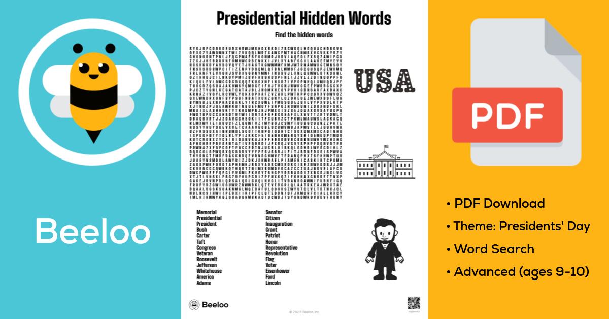 Presidential Hidden Words • Beeloo Printable Crafts for Kids (AxgpB4o6z)