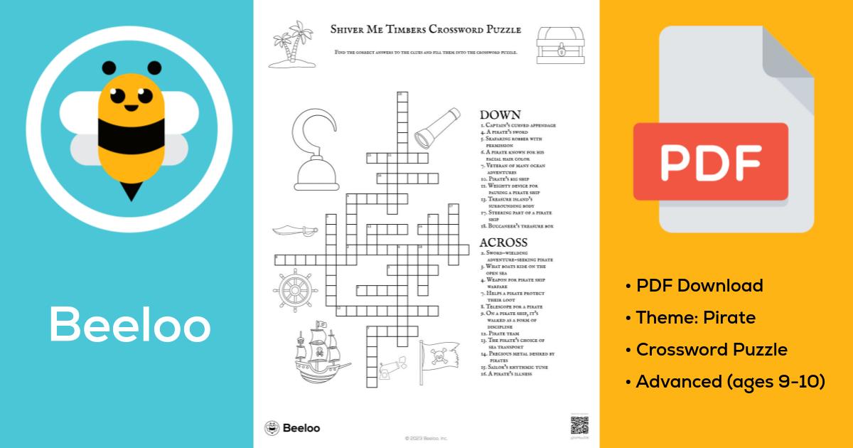 Shiver Me Timbers Crossword Puzzle • Beeloo Printable Crafts and