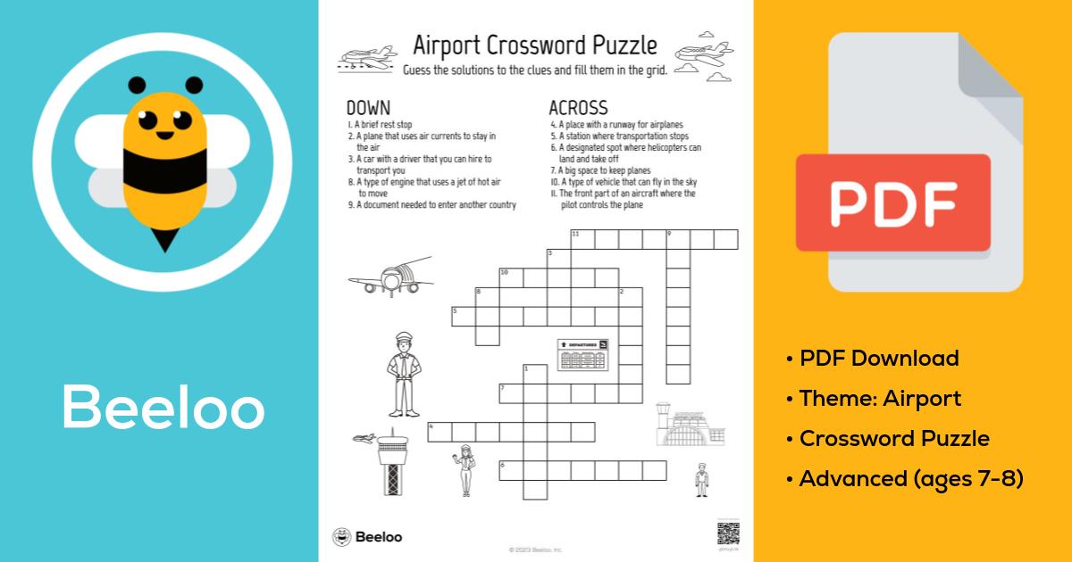 Airport Crossword Puzzle • Beeloo Printable Crafts and Activities for Kids