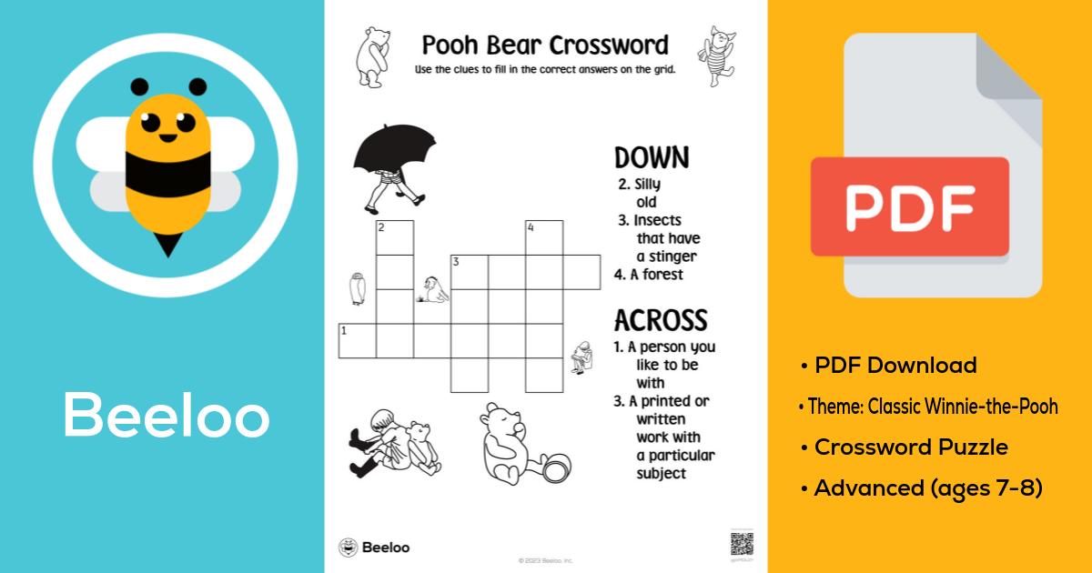 Pooh Bear Crossword • Beeloo Printable Crafts and Activities for Kids