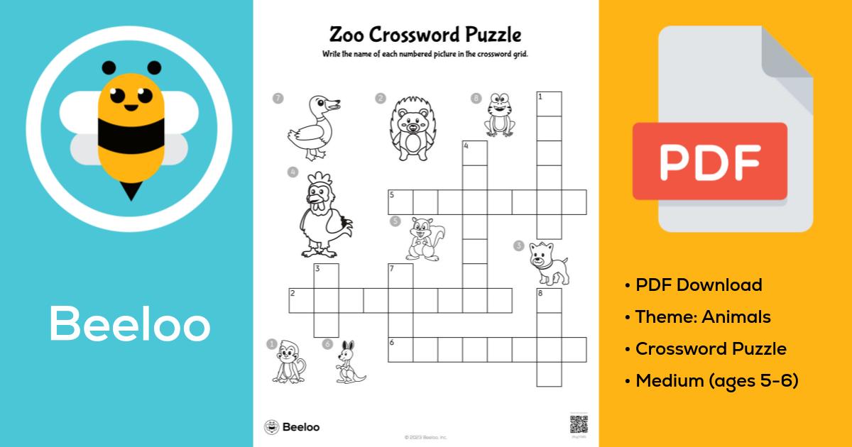 Zoo Crossword Puzzle • Beeloo Printable Crafts and Activities for Kids