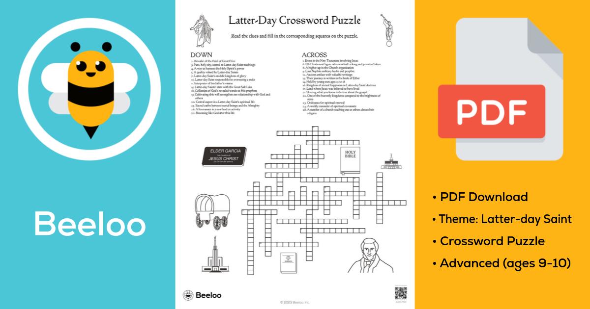 Latter Day Crossword Puzzle • Beeloo Printable Crafts and Activities