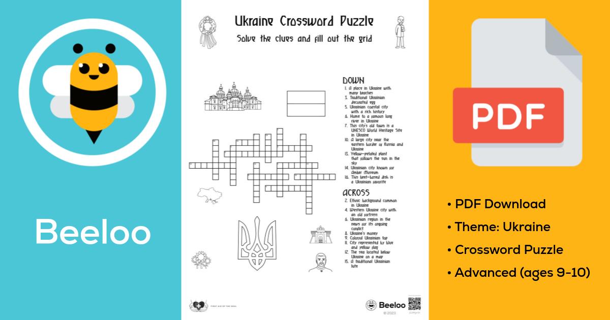Ukraine Crossword Puzzle • Beeloo Printable Crafts and Activities for Kids