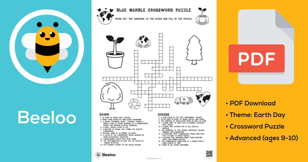 Blue Marble Crossword Puzzle • Beeloo Printable Crafts and Activities