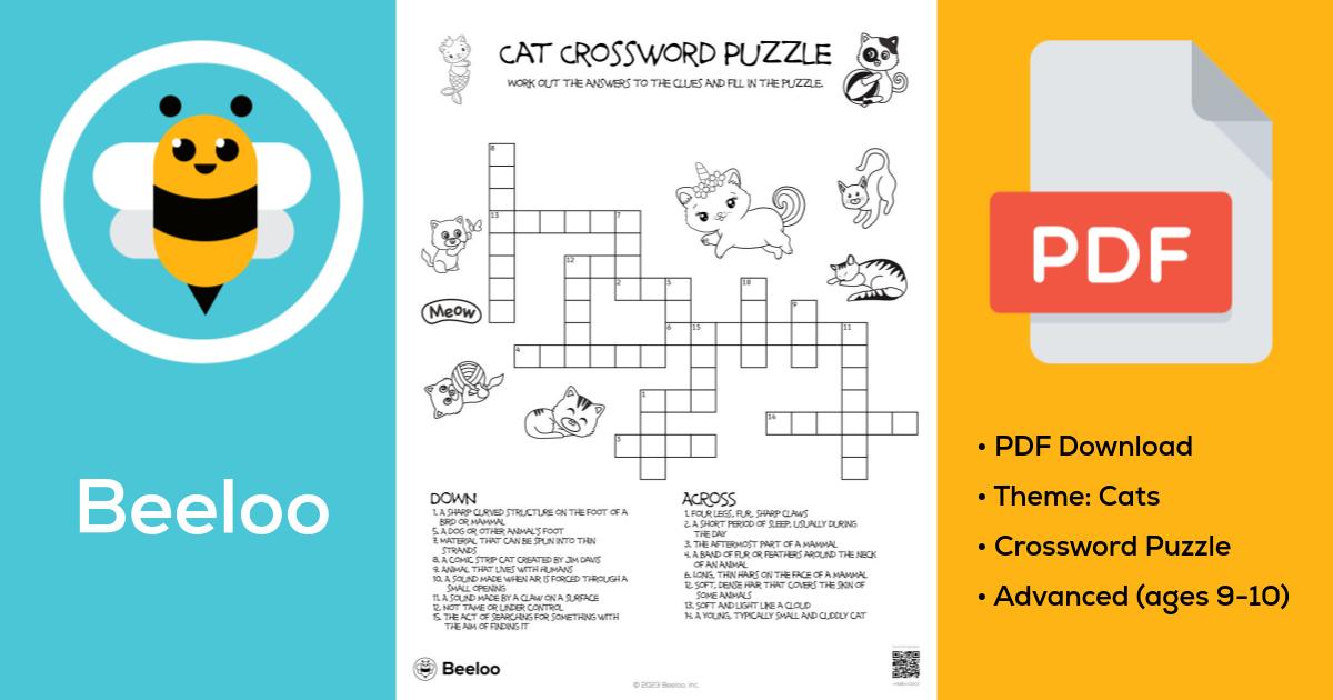 Cat Crossword Puzzle • Beeloo Printable Crafts and Activities for Kids
