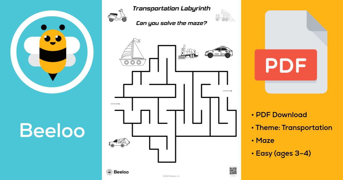 Transportation Labyrinth • Beeloo Printable Crafts and Activities for Kids