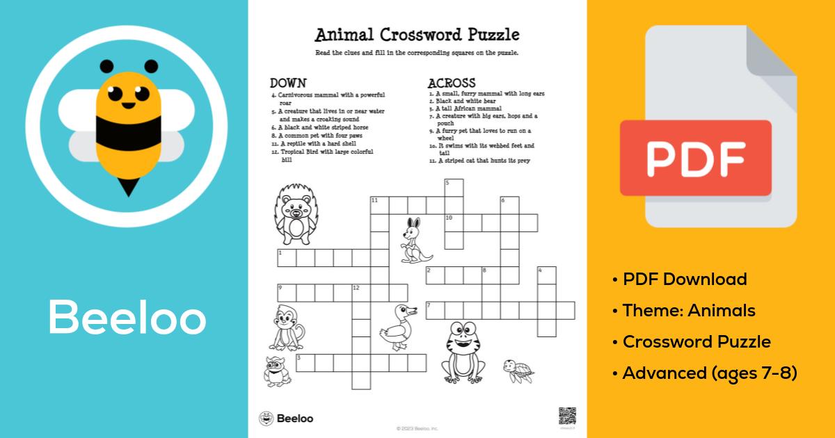 Animal crossword puzzle • beeloo printable crafts and activities ...