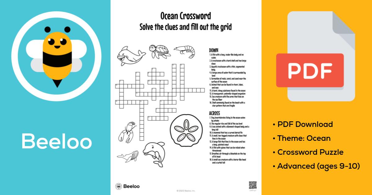 Ocean Crossword • Beeloo Printable Crafts and Activities for Kids Ocean Crossword • Beeloo Printable Crafts and Activities for Kids