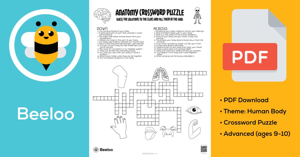 Anatomy crossword puzzle • beeloo printable crafts and activities for kids
