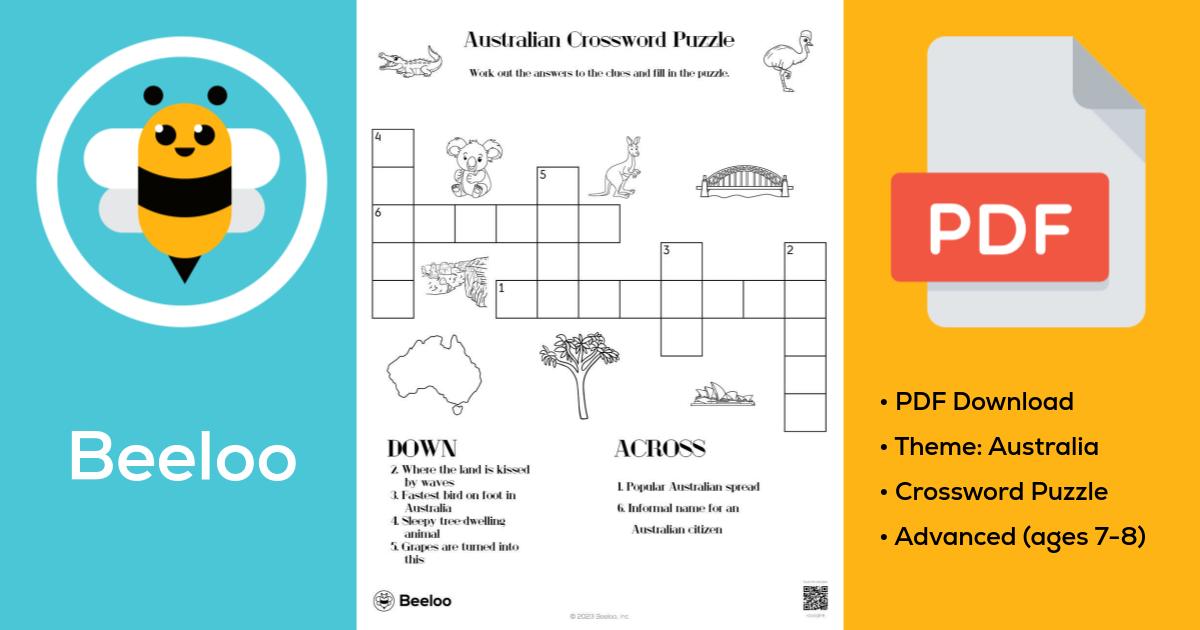 Australian crossword puzzle • beeloo printable crafts and ...