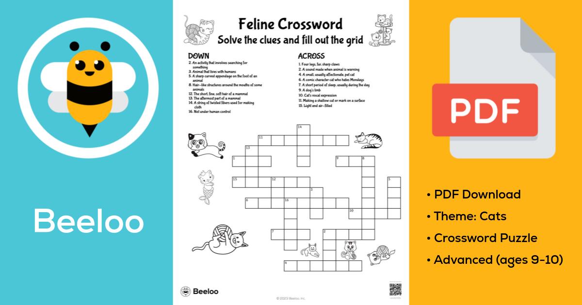 Feline Crossword • Beeloo Printable Crafts and Activities for Kids