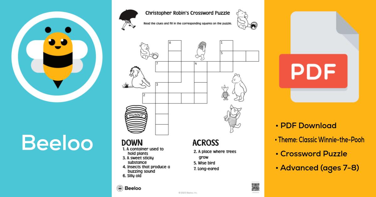 Christopher Robin s Crossword Puzzle • Beeloo Printable Crafts and