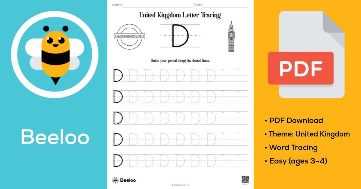 United Kingdom Letter Tracing • Beeloo Printable Crafts and Activities ...