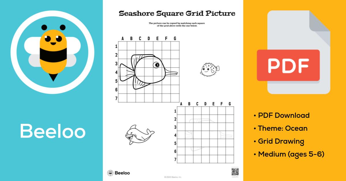 Seashore Square Grid Picture • Beeloo Printable Crafts and Activities ...